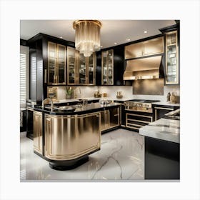 Gold And Black Kitchen 1 Canvas Print