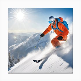 Skier On The Slopes Canvas Print