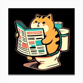 Cat Reading Newspaper Canvas Print