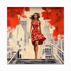 Woman In Red Dress 1 Canvas Print