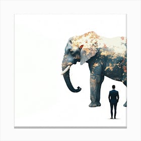 Elephant And Man Canvas Print