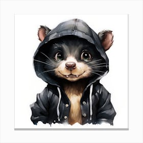 Watercolour Cartoon Tasmanian Devil In A Hoodie 2 Canvas Print