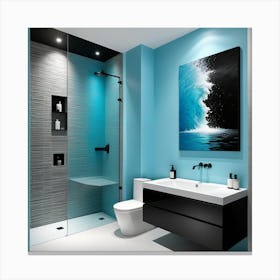 Baño Moderno Al Tono Azul Canvas Print