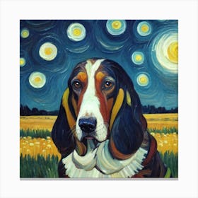 Basset Hound Starry Night 2 Canvas Print