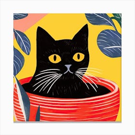 Curious Black Cat Matisse Style Canvas Print