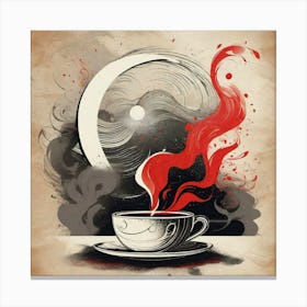 Red smoke arising from coffee cup Canvas Print