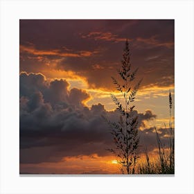 Sunset In The Grass Canvas Print