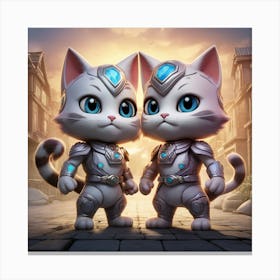 Two Cats In Armor Canvas Print