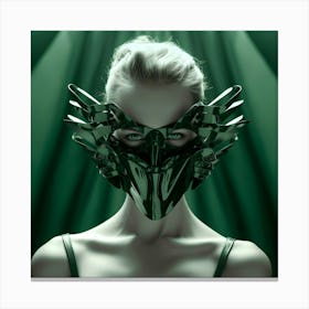 Portrait Of A Woman Wearing A Green Mask Canvas Print