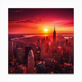 Sunset In New York City 2 Canvas Print