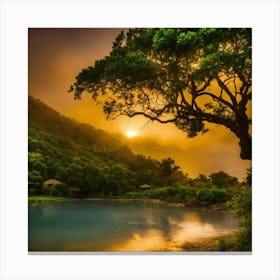 Sunset In The Jungle Canvas Print