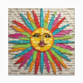 Mosaic Sun A Sun Created From A Mosaic Of Small Tiles In Different Colors And Texturesa Vibrant Canvas Print