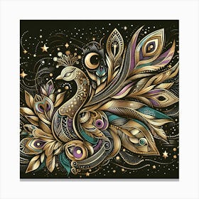Gold Peacock 1 Canvas Print