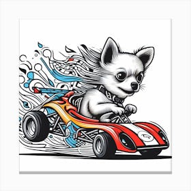 Chihuahua S Tiny Race Car Rally Canvas Print