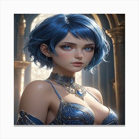 Young Woman With Blue Hair Canvas Print