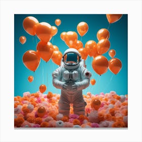 Astronaut With Balloons Canvas Print