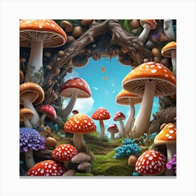 Mushrooms In The Forest 5 Canvas Print