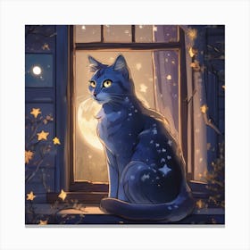 Moonlit Cat Canvas Print