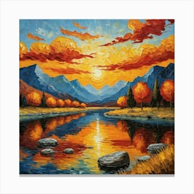 Sunset By The River 3 Canvas Print