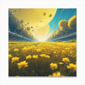 Yellow Flowers In Space Canvas Print