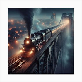 Steam Train On A Bridge Canvas Print