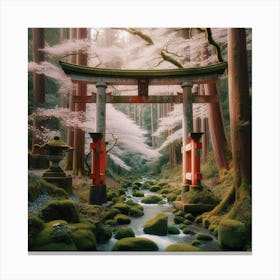 Torii Gate In The Forest 1 Canvas Print