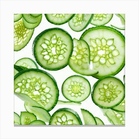 Cucumber Slices Isolated On White Background Canvas Print