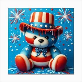 4th Of July Teddy Bear 2 Canvas Print