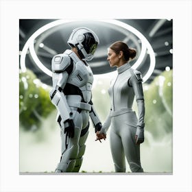 Futuristic Couple In Space Canvas Print