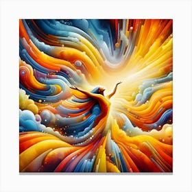 A visualization representing immense joy. Use vibrant colors, such as yellows and oranges, coming together in dynamic shapes to convey joy and celebration. 2 Canvas Print