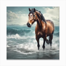 68332 Beautiful Horse Drinking From The Sea Xl 1024 V1 0 Canvas Print