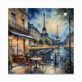 Parisian Skyline Symphony Paris At Night Canvas Print