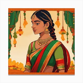 Indian Woman In Sari 4 Canvas Print