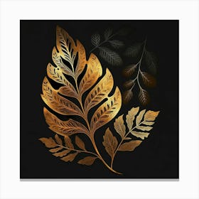 Gold Leaf On Black Background Canvas Print