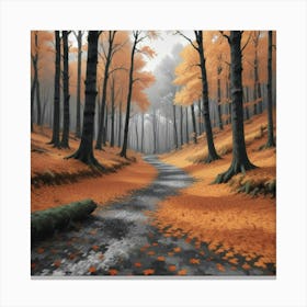 Diverse Array Of Autumn Leaves In A Wood Canvas Print