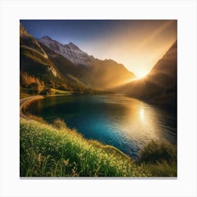 Sunrise Over Lake 8 Canvas Print