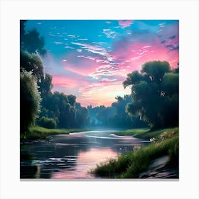 Sunset By The River Canvas Print