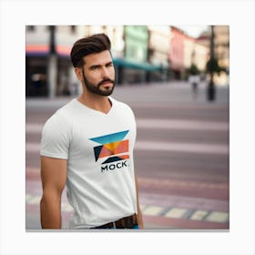 V-Neck T-Shirt Mockup Canvas Print