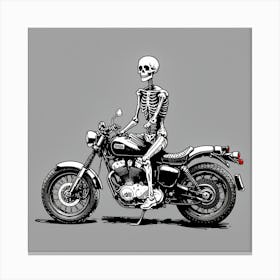 Skeleton On A Motorcycle 1 Canvas Print