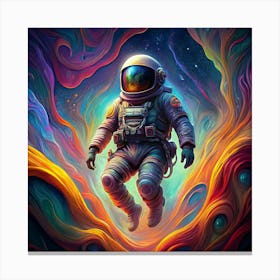 Astronaut Floating In A Colorful Nebula Canvas Print