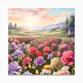 Field Of Flowers Canvas Print