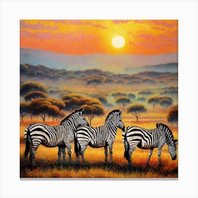 Herd of zebras 1 Canvas Print