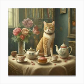 Cat Tea Party Canvas Print