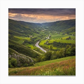 Valley At Sunset Canvas Print