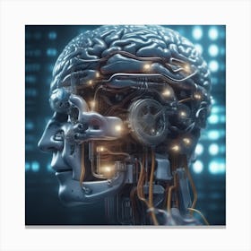 Human Brain With Artificial Intelligence 35 Canvas Print