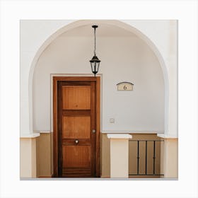 The Brown Door In Spain Travel Square Canvas Print