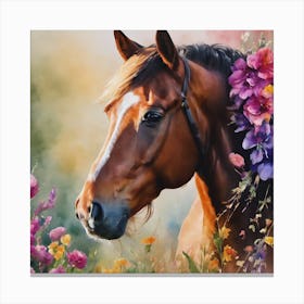 Horse With Flowers Canvas Print