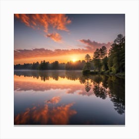 Sunrise Over A Lake Canvas Print