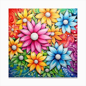 Colorful Flowers On A Colorful Background Canvas Print