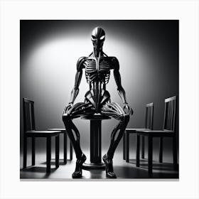 Skeleton Sitting On A Chair 15 Canvas Print